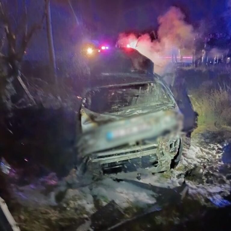 Devrilen otomobil alev aldı: 1 ölü, 1 ağır yaralı