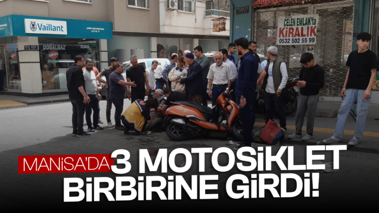 Manisa'da 3 motosiklet kafa kaya çarpıştı! 2 yaralı