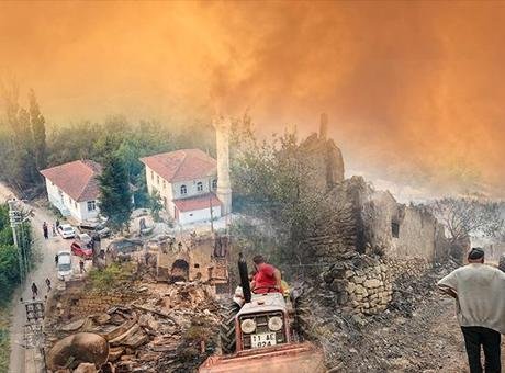Alevler hızla ilerliyor! Köyler boşaltıldı: Kül yağmaya başladı