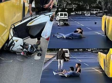 Aynı yerde 2 İETT otobüsü kazası! Motosikletteki 3 kişilik aile ölümden döndü