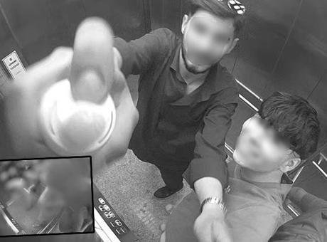 Kocaeli'de üst geçit asansörün güvenlik kamerasına köpük sıktı