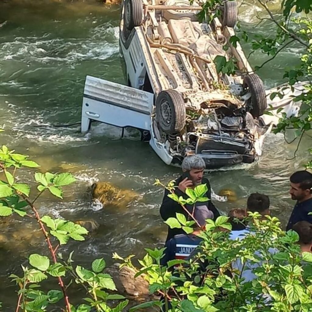 Trabzon'da araç dereye uçtu