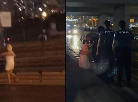 Yer: İstanbul! Havluyla E-5'e çıkan kadın herkesi şaşkına çevirdi