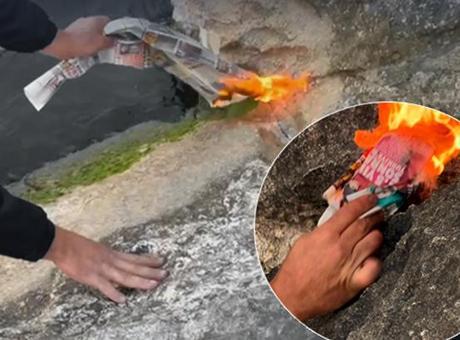 Eğirdir Gölü'nde sıra dışı olay! Vatandaşlar şaşkın: Kayalıklardan alevler yükseliyor